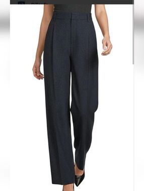 Wide-Leg Pinstripe Trousers Pants Navy Alex Marie